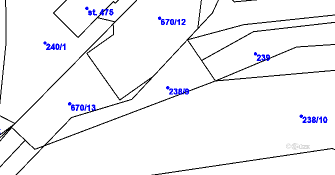 Parcela st. 238/9 v KÚ Teplice nad Metují, Katastrální mapa