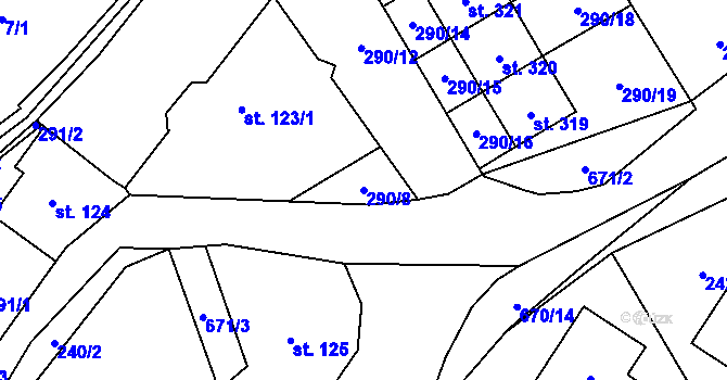Parcela st. 290/8 v KÚ Teplice nad Metují, Katastrální mapa