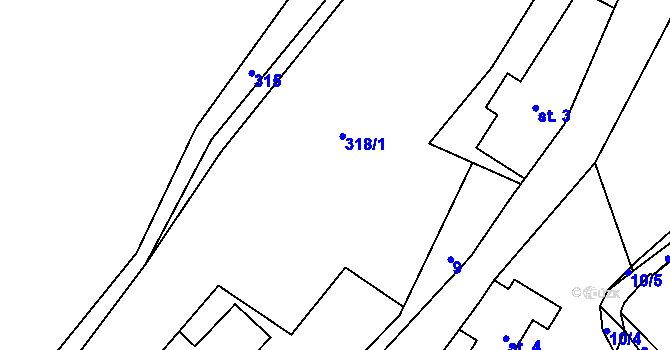 Parcela st. 318 v KÚ Teplice nad Metují, Katastrální mapa