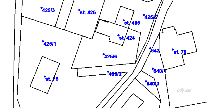 Parcela st. 425/6 v KÚ Teplice nad Metují, Katastrální mapa