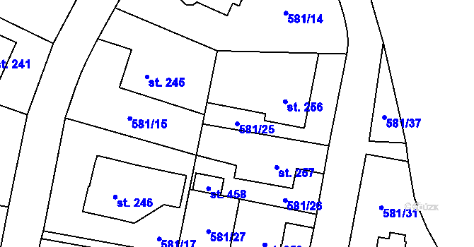 Parcela st. 581/25 v KÚ Teplice nad Metují, Katastrální mapa