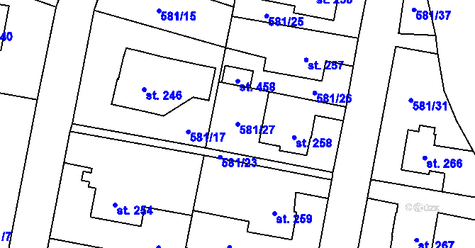 Parcela st. 581/27 v KÚ Teplice nad Metují, Katastrální mapa