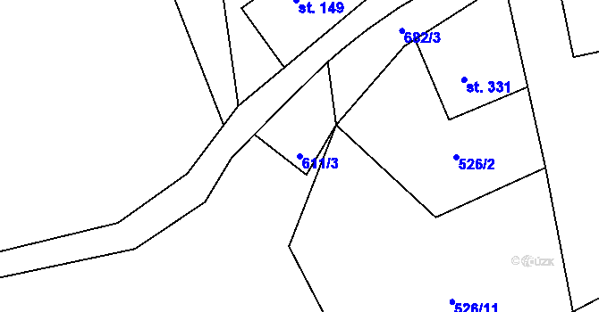 Parcela st. 611/3 v KÚ Teplice nad Metují, Katastrální mapa