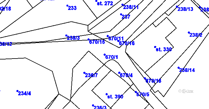 Parcela st. 670/1 v KÚ Teplice nad Metují, Katastrální mapa