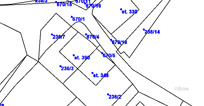 Parcela st. 670/5 v KÚ Teplice nad Metují, Katastrální mapa