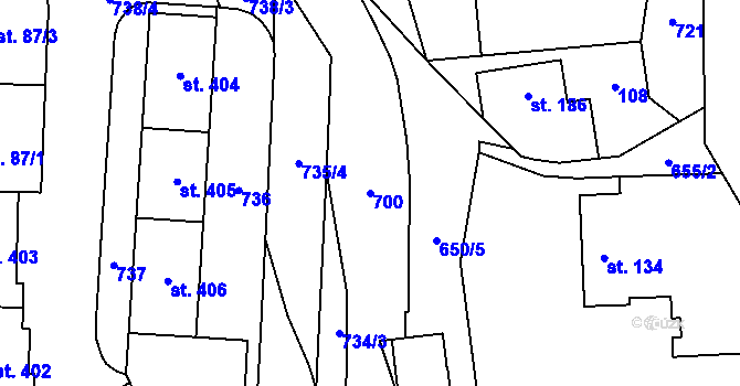 Parcela st. 700 v KÚ Teplice nad Metují, Katastrální mapa