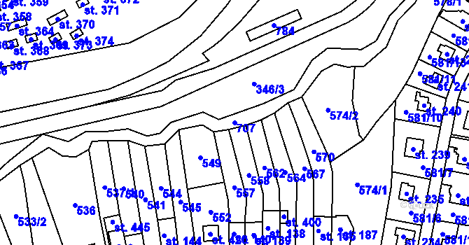 Parcela st. 707 v KÚ Teplice nad Metují, Katastrální mapa