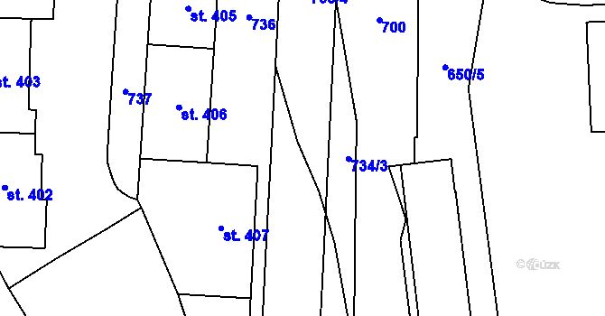Parcela st. 735 v KÚ Teplice nad Metují, Katastrální mapa
