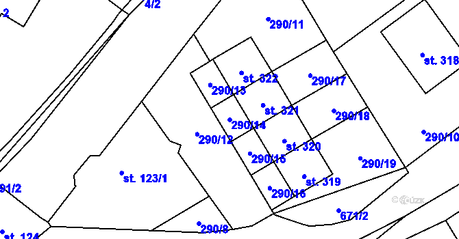 Parcela st. 290/14 v KÚ Teplice nad Metují, Katastrální mapa