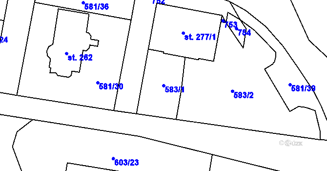Parcela st. 583/1 v KÚ Teplice nad Metují, Katastrální mapa