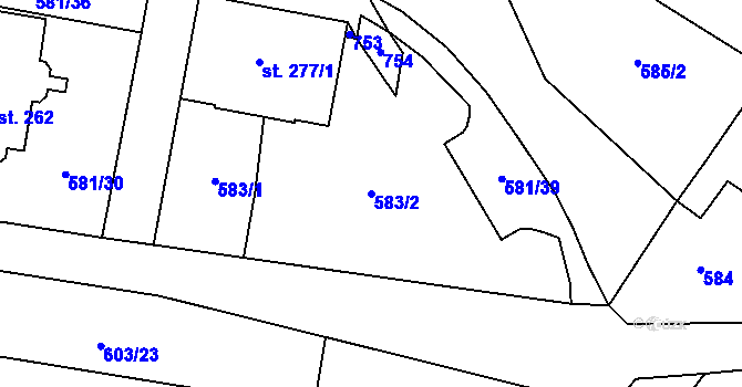 Parcela st. 583/2 v KÚ Teplice nad Metují, Katastrální mapa