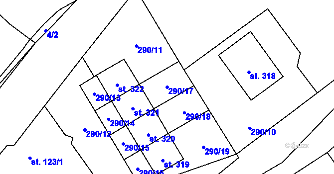 Parcela st. 290/17 v KÚ Teplice nad Metují, Katastrální mapa