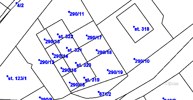 Parcela st. 290/18 v KÚ Teplice nad Metují, Katastrální mapa
