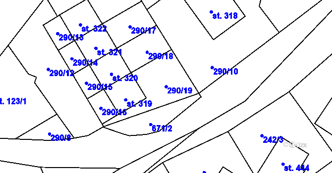 Parcela st. 290/19 v KÚ Teplice nad Metují, Katastrální mapa