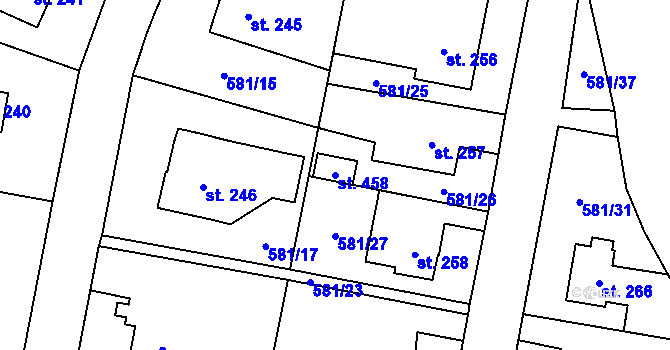 Parcela st. 458 v KÚ Teplice nad Metují, Katastrální mapa