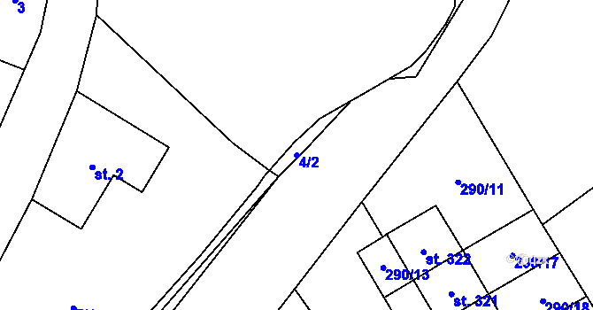 Parcela st. 4/2 v KÚ Teplice nad Metují, Katastrální mapa