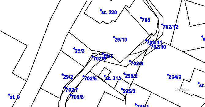 Parcela st. 29/7 v KÚ Teplice nad Metují, Katastrální mapa