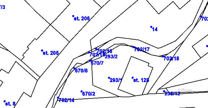 Parcela st. 293/2 v KÚ Teplice nad Metují, Katastrální mapa