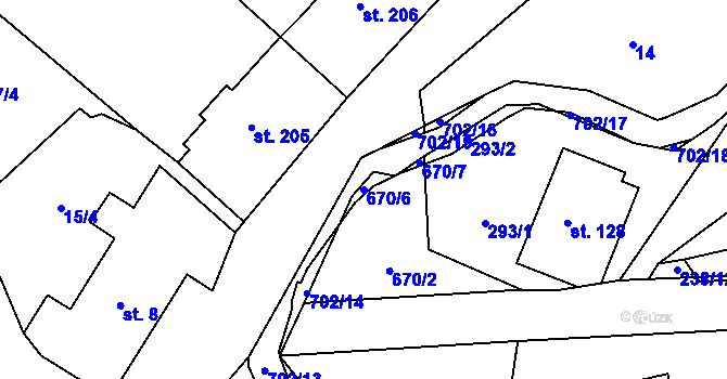 Parcela st. 670/6 v KÚ Teplice nad Metují, Katastrální mapa