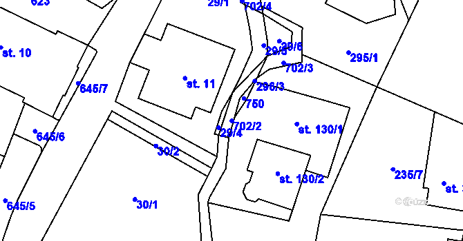 Parcela st. 702/2 v KÚ Teplice nad Metují, Katastrální mapa