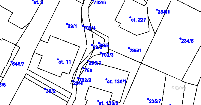 Parcela st. 702/3 v KÚ Teplice nad Metují, Katastrální mapa