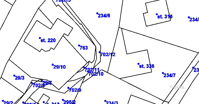 Parcela st. 702/12 v KÚ Teplice nad Metují, Katastrální mapa