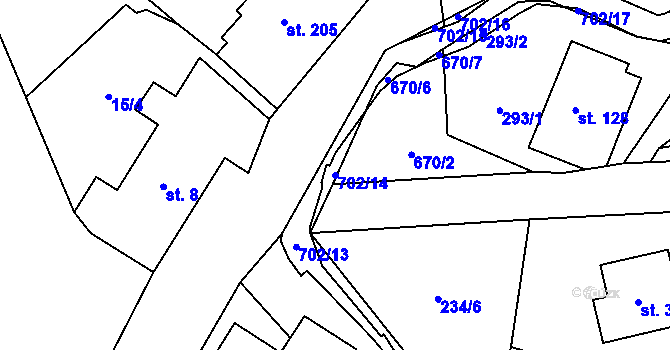 Parcela st. 702/14 v KÚ Teplice nad Metují, Katastrální mapa