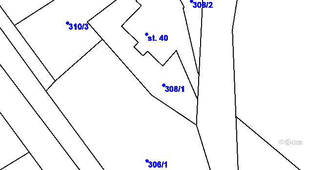 Parcela st. 308/1 v KÚ Teplice nad Metují, Katastrální mapa