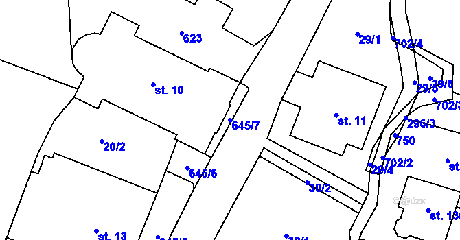 Parcela st. 645/7 v KÚ Teplice nad Metují, Katastrální mapa