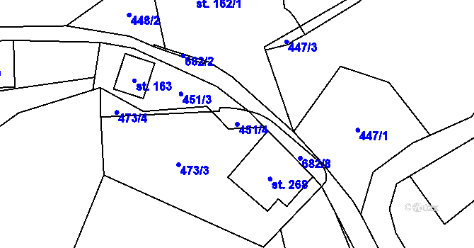 Parcela st. 451/4 v KÚ Teplice nad Metují, Katastrální mapa