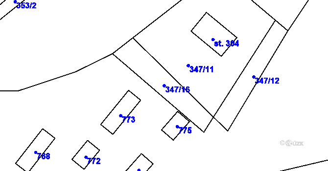 Parcela st. 347/16 v KÚ Teplice nad Metují, Katastrální mapa