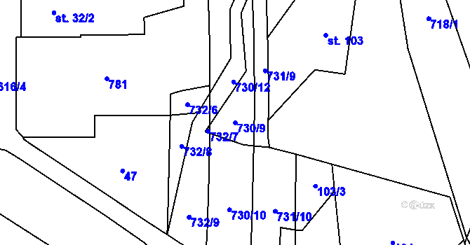 Parcela st. 730/9 v KÚ Teplice nad Metují, Katastrální mapa