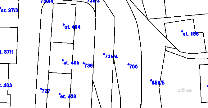 Parcela st. 735/4 v KÚ Teplice nad Metují, Katastrální mapa