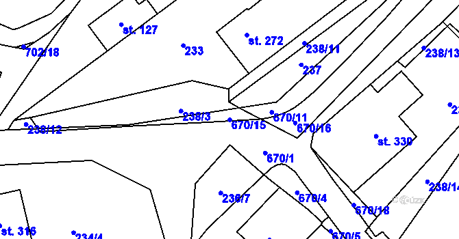 Parcela st. 670/15 v KÚ Teplice nad Metují, Katastrální mapa