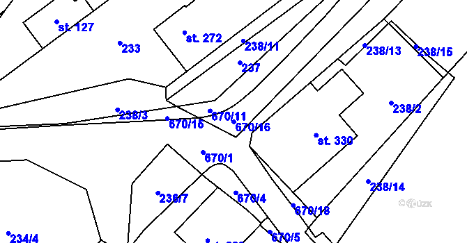 Parcela st. 670/16 v KÚ Teplice nad Metují, Katastrální mapa