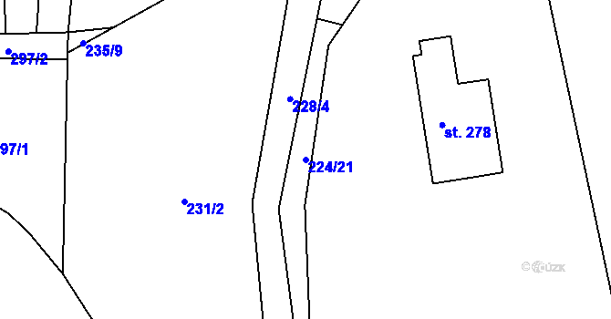 Parcela st. 224/21 v KÚ Teplice nad Metují, Katastrální mapa