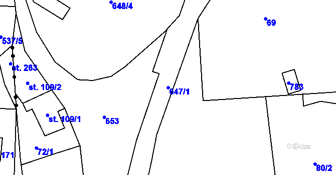 Parcela st. 647/1 v KÚ Teplice nad Metují, Katastrální mapa
