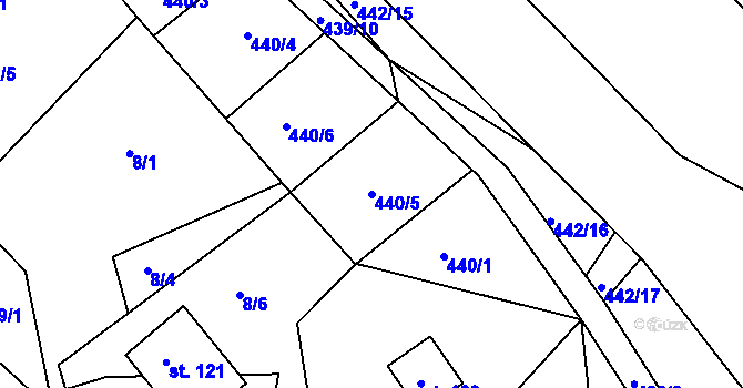 Parcela st. 440/5 v KÚ Teplička, Katastrální mapa