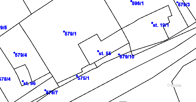 Parcela st. 55 v KÚ Teplička, Katastrální mapa