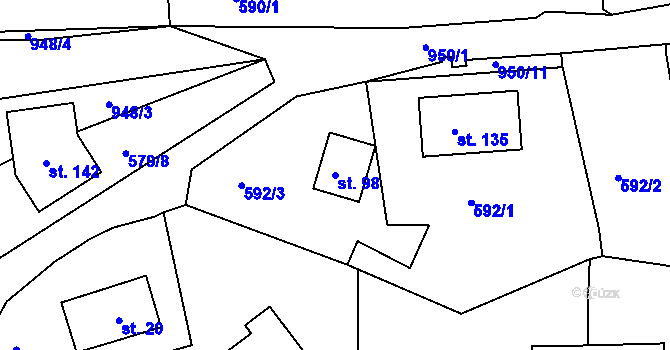 Parcela st. 98 v KÚ Teplička, Katastrální mapa