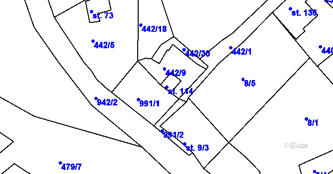 Parcela st. 114 v KÚ Teplička, Katastrální mapa