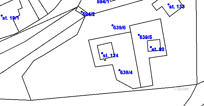 Parcela st. 124 v KÚ Teplička, Katastrální mapa