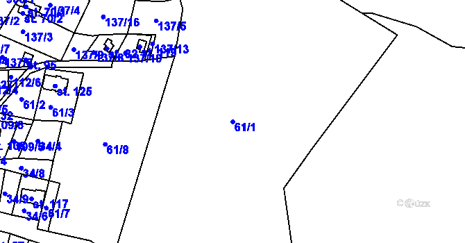 Parcela st. 61/1 v KÚ Teplička, Katastrální mapa