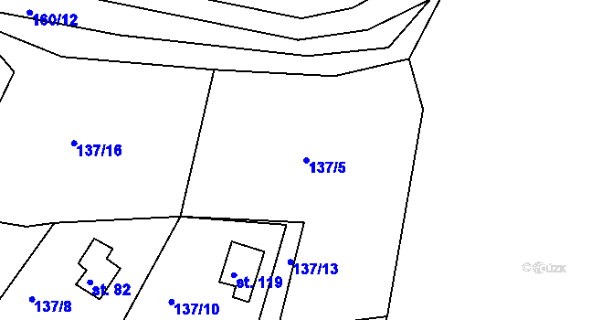 Parcela st. 137/5 v KÚ Teplička, Katastrální mapa