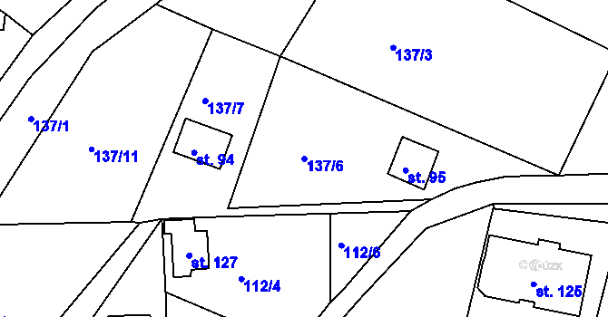 Parcela st. 137/6 v KÚ Teplička, Katastrální mapa