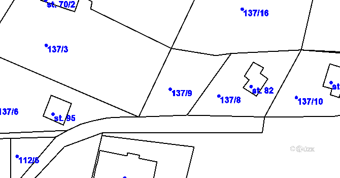 Parcela st. 137/9 v KÚ Teplička, Katastrální mapa