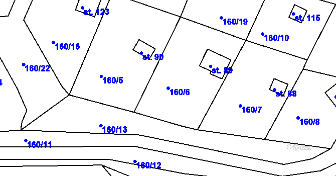 Parcela st. 160/6 v KÚ Teplička, Katastrální mapa