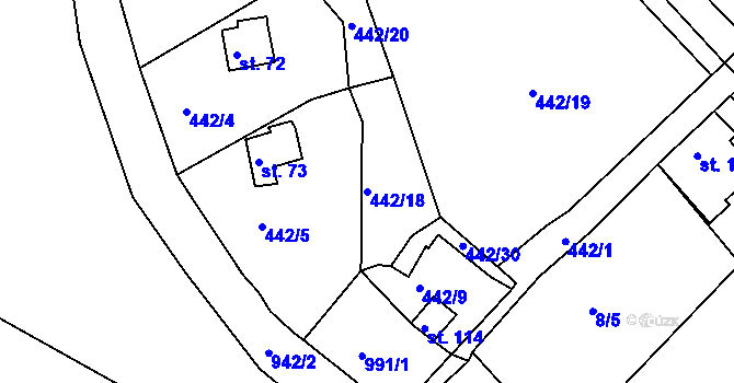 Parcela st. 442/18 v KÚ Teplička, Katastrální mapa