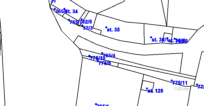 Parcela st. 765/4 v KÚ Teplička, Katastrální mapa
