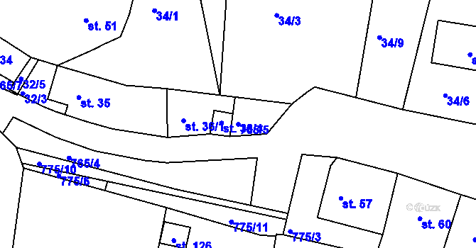 Parcela st. 765/5 v KÚ Teplička, Katastrální mapa